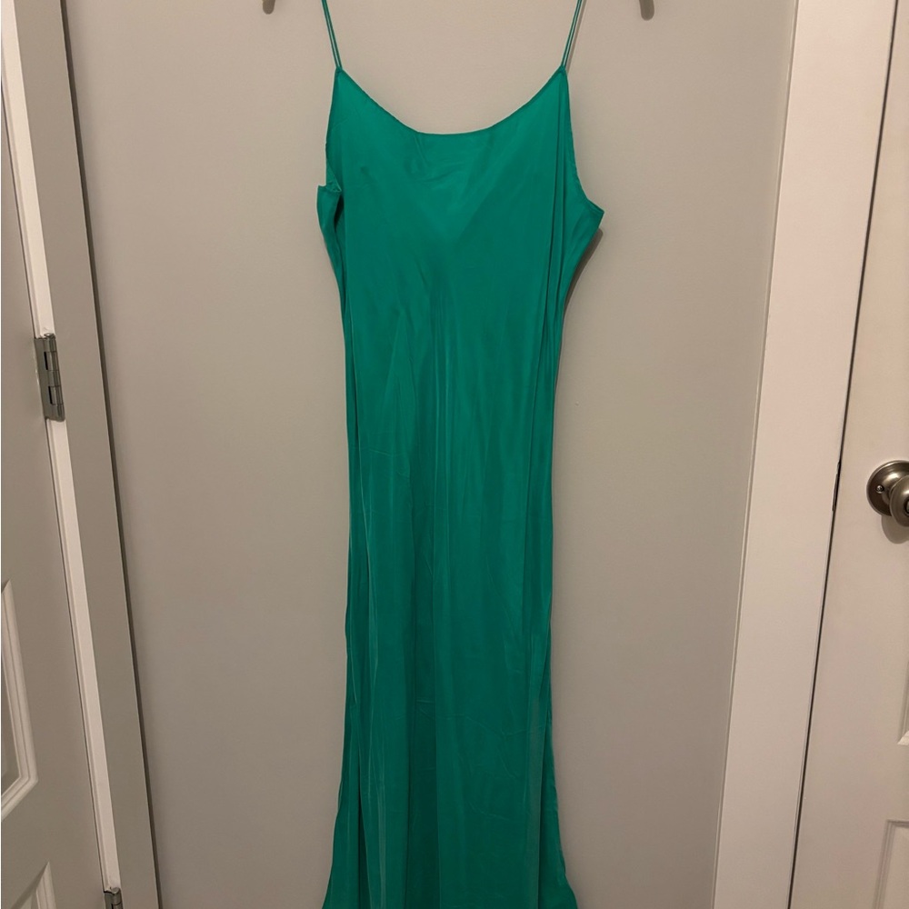 J.Crew Green Spaghetti Strap Slip Dress
